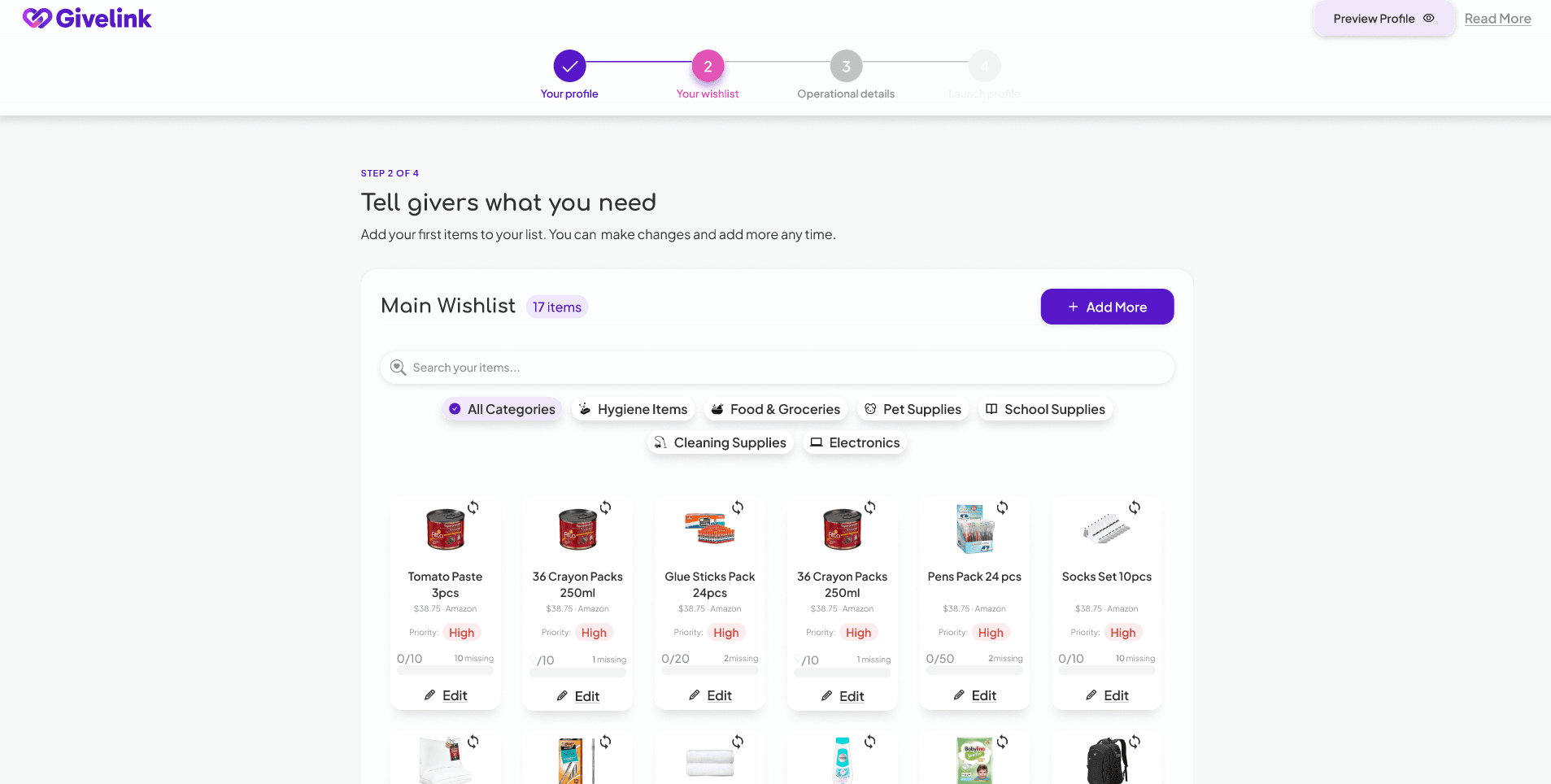 Set up your profile & wishlist
